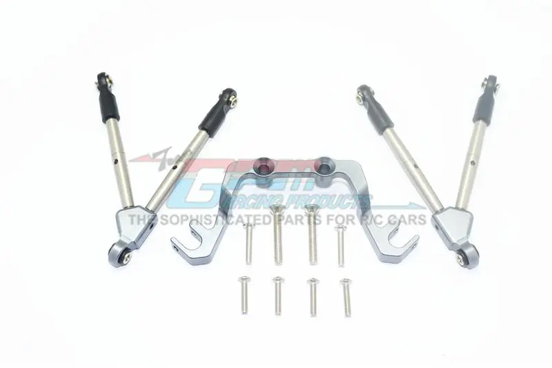 Traxxas Slash 4X4 Low-Cg Version Aluminum Front Tie Rods With Stabilizer For C Hub - 11Pc Set Gray Silver 1