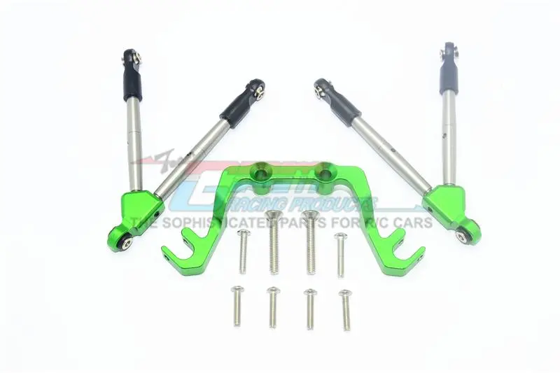 Traxxas Slash 4X4 Low-Cg Version Aluminum Front Tie Rods With Stabilizer For C Hub - 11Pc Set Green 1