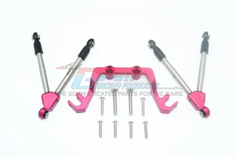 Traxxas Slash 4X4 Low-Cg Version Aluminum Front Tie Rods With Stabilizer For C Hub - 11Pc Set Red 1