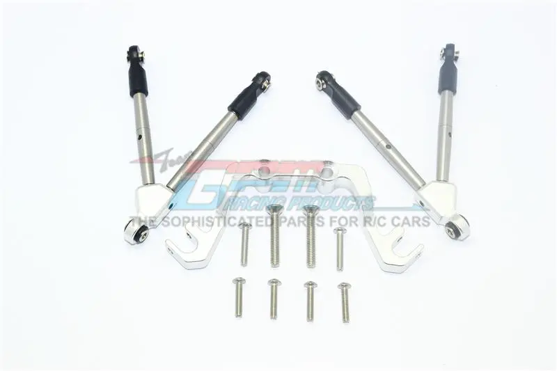 Traxxas Slash 4X4 Low-Cg Version Aluminum Front Tie Rods With Stabilizer For C Hub - 11Pc Set Silver 1