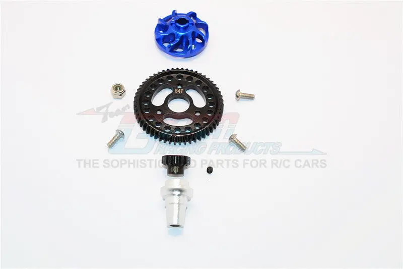 Traxxas Slash 4X4 Low-Cg Version Aluminum Gear Adapter With Steel 32 Pitch 54T Spur Gear & 15T Motor Gear - 1 Set Blue 1