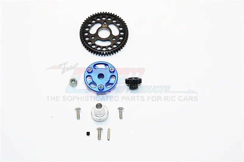 Traxxas Slash 4X4 Low-Cg Version Aluminum Gear Adapter With Steel 32 Pitch 54T Spur Gear & 16T Motor Gear - 1 Set Blue 1