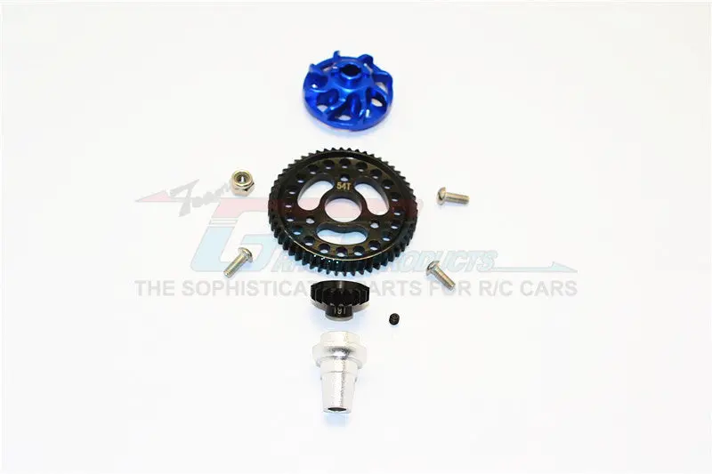 Traxxas Slash 4X4 Low-Cg Version Aluminum Gear Adapter With Steel 32 Pitch 54T Spur Gear & 19T Motor Gear - 1 Set Blue 1
