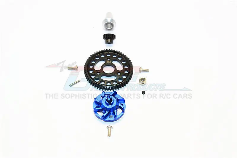 Traxxas Slash 4X4 Low-Cg Version Aluminum Gear Adapter With Steel 32 Pitch 56T Spur Gear & 14T Motor Gear - 1 Set Blue 1
