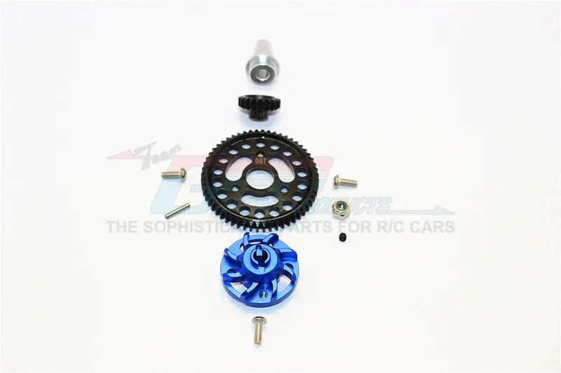 Traxxas Slash 4X4 Low-Cg Version Aluminum Gear Adapter With Steel 32 Pitch 56T Spur Gear & 16T Motor Gear - 1 Set Blue 1