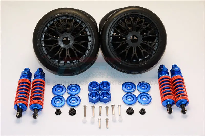 Traxxas Slash 4X4 & Slash 4X4 Lcg Aluminum Rally Racing Dampers And Tires - 4Pc Set Blue 1