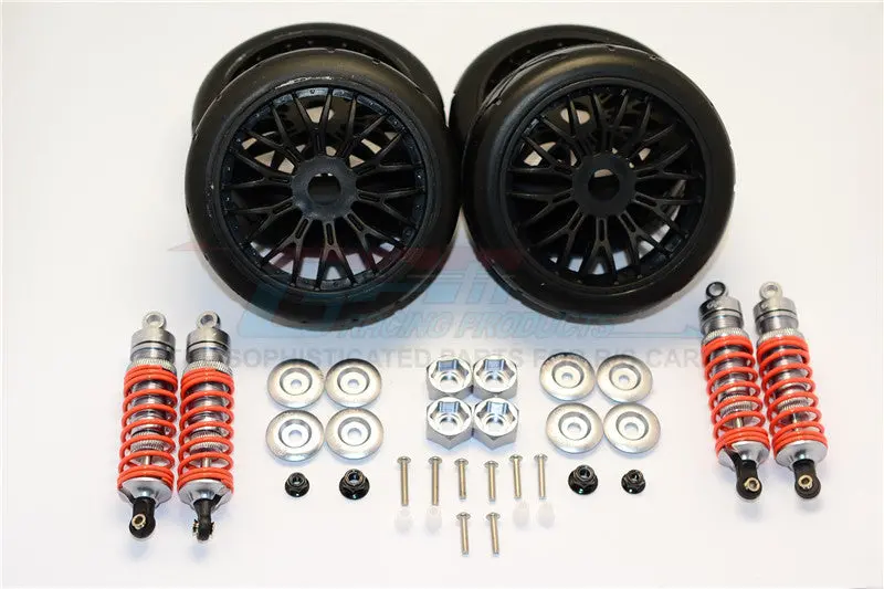 Traxxas Slash 4X4 & Slash 4X4 Lcg Aluminum Rally Racing Dampers And Tires - 4Pc Set Gray Silver 1