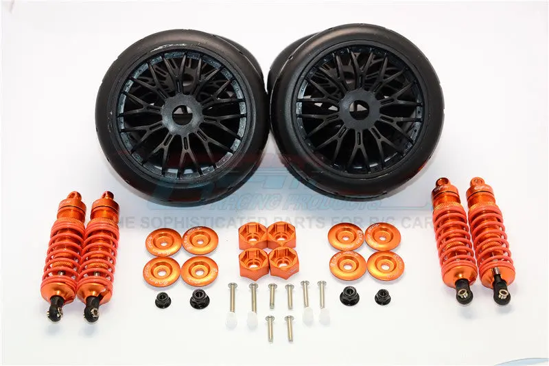 Traxxas Slash 4X4 & Slash 4X4 Lcg Aluminum Rally Racing Dampers And Tires - 4Pc Set Orange 1