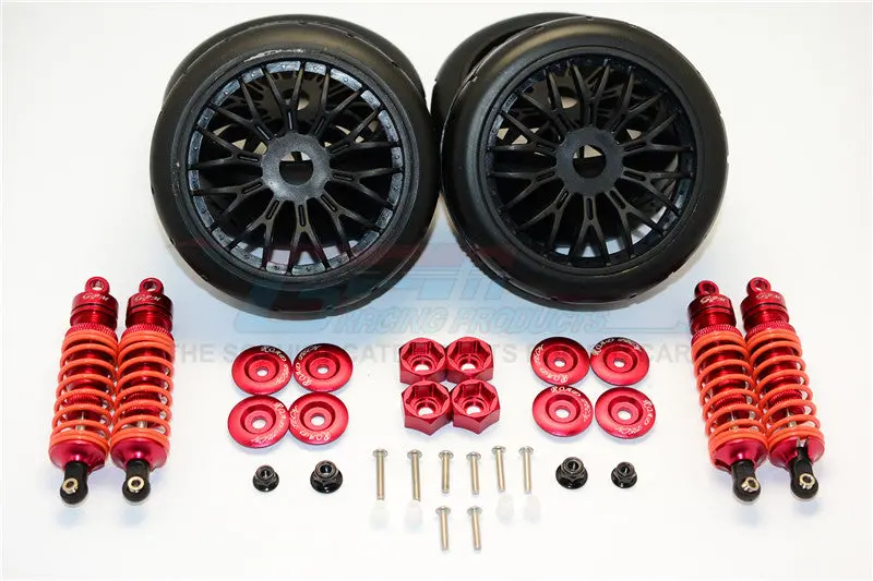 Traxxas Slash 4X4 & Slash 4X4 Lcg Aluminum Rally Racing Dampers And Tires - 4Pc Set Red 1