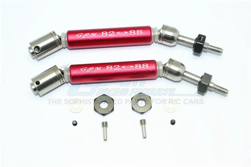Traxxas Slash 4X4 / Slash 4X4 Lcg / Slash 2Wd F-150 Stainless Steel 304 + Aluminum Rear Cvd Drive Shaft With Steel Wheel Hex - 1Pr Set Red 1