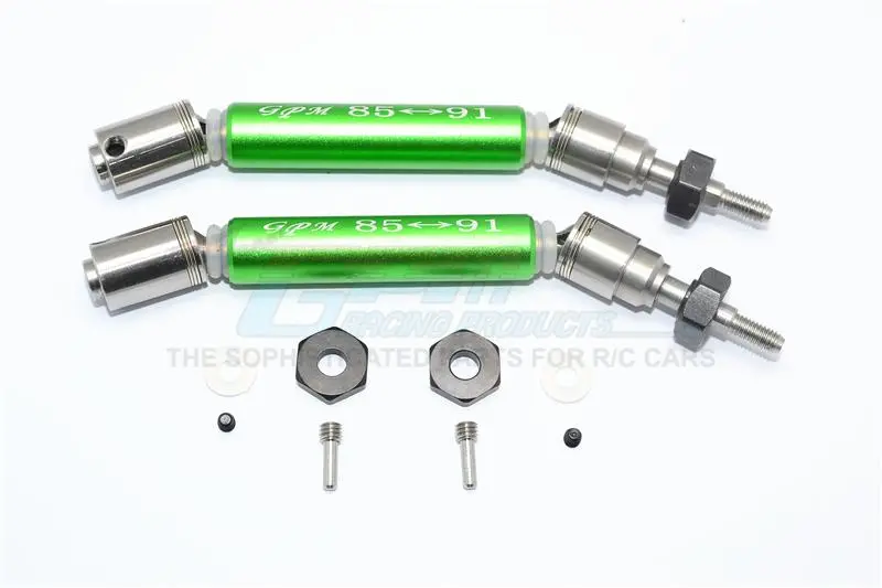 Traxxas Slash 4X4 / Slash 4X4 Lcg Stainless Steel 304 + Aluminum Front Cvd Drive Shaft With Steel Wheel Hex - 1Pr Set Green 1