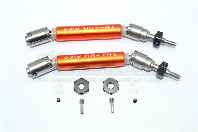 Traxxas Slash 4X4 / Slash 4X4 Lcg Stainless Steel 304 + Aluminum Front Cvd Drive Shaft With Steel Wheel Hex - 1Pr Set Orange 1