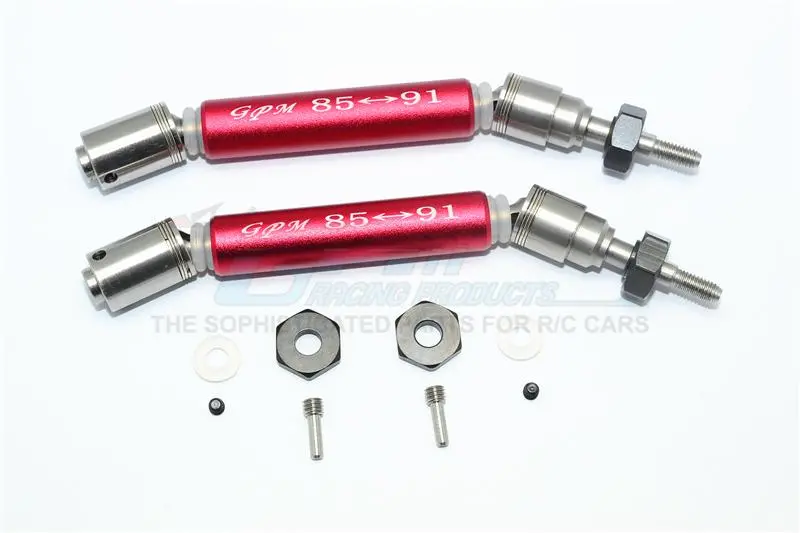 Traxxas Slash 4X4 / Slash 4X4 Lcg Stainless Steel 304 + Aluminum Front Cvd Drive Shaft With Steel Wheel Hex - 1Pr Set Red 1