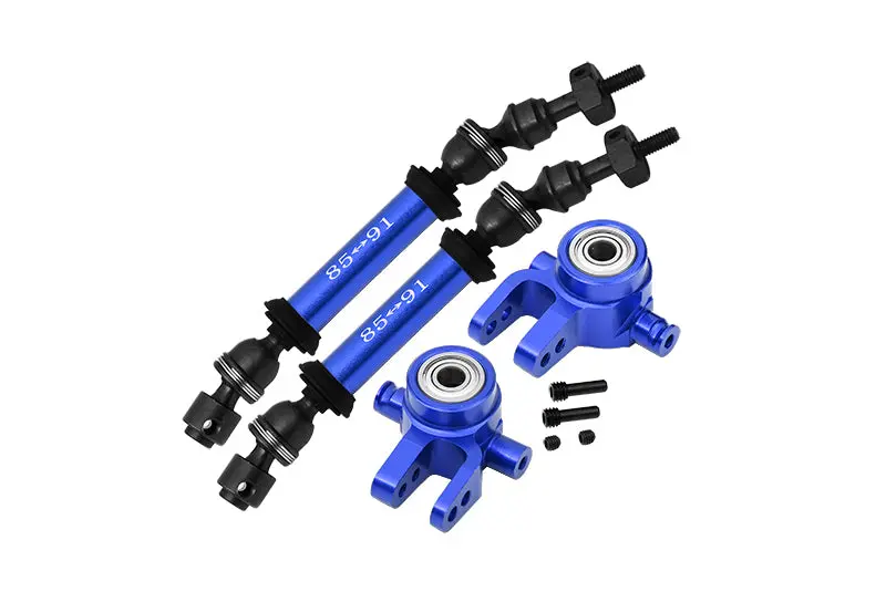 Traxxas Slash 4X4 / Slash 4X4 Lcg Steel+Aluminium Widen Front Cvd Drive Shaft With Knuckle Arm - 12Pc Set Blue 1