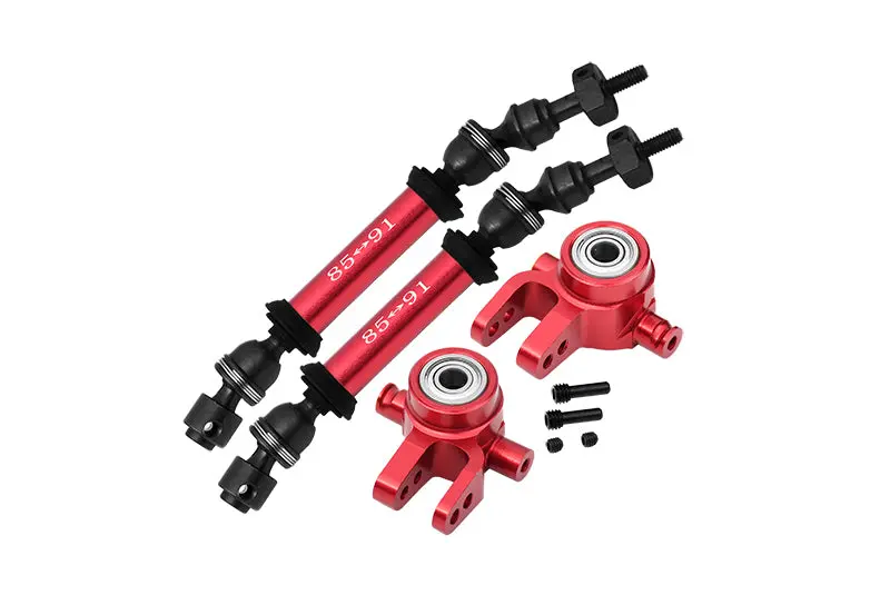 Traxxas Slash 4X4 / Slash 4X4 Lcg Steel+Aluminium Widen Front Cvd Drive Shaft With Knuckle Arm - 12Pc Set Red 1