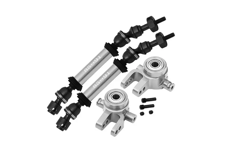 Traxxas Slash 4X4 / Slash 4X4 Lcg Steel+Aluminium Widen Front Cvd Drive Shaft With Knuckle Arm - 12Pc Set Silver 1