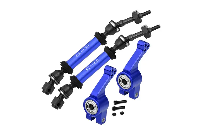 Traxxas Slash 4X4 / Slash 4X4 Lcg Steel+Aluminium Widen Rear Cvd Drive Shaft With Knuckle Arm - 12Pc Set Blue 1