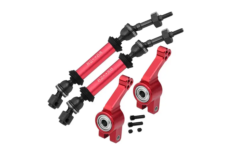 Traxxas Slash 4X4 / Slash 4X4 Lcg Steel+Aluminium Widen Rear Cvd Drive Shaft With Knuckle Arm - 12Pc Set Red 1