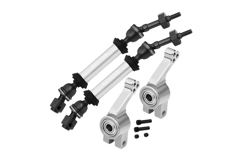 Traxxas Slash 4X4 / Slash 4X4 Lcg Steel+Aluminium Widen Rear Cvd Drive Shaft With Knuckle Arm - 12Pc Set Silver 1