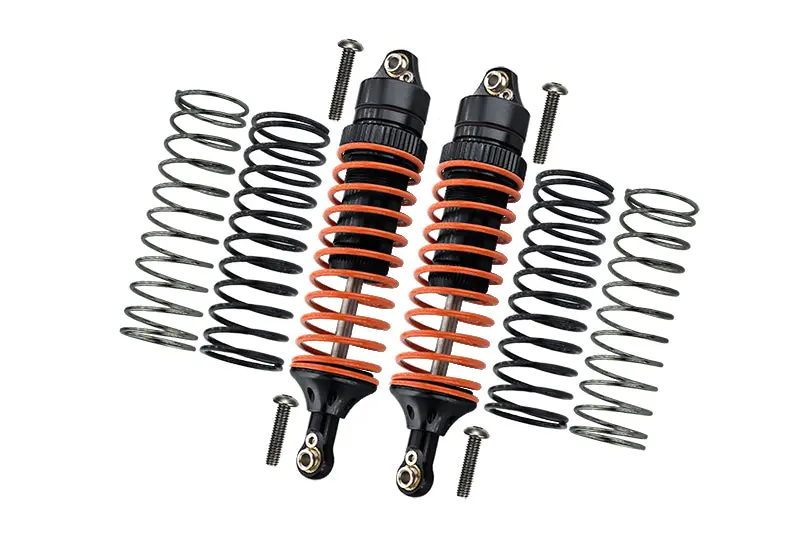 Traxxas Slash 4X4 / Stampede 4X4 / Rustler Vxl / Craniac / Deegan 38 Fiesta Aluminum Rear Adjustable Spring Damper With Aluminum Ball Top & Ball Ends - 1Pr Set Black (1.3Mm, 1.5Mm, 1.7Mm Coil Spring & 4Mm Thick Shaft) 1
