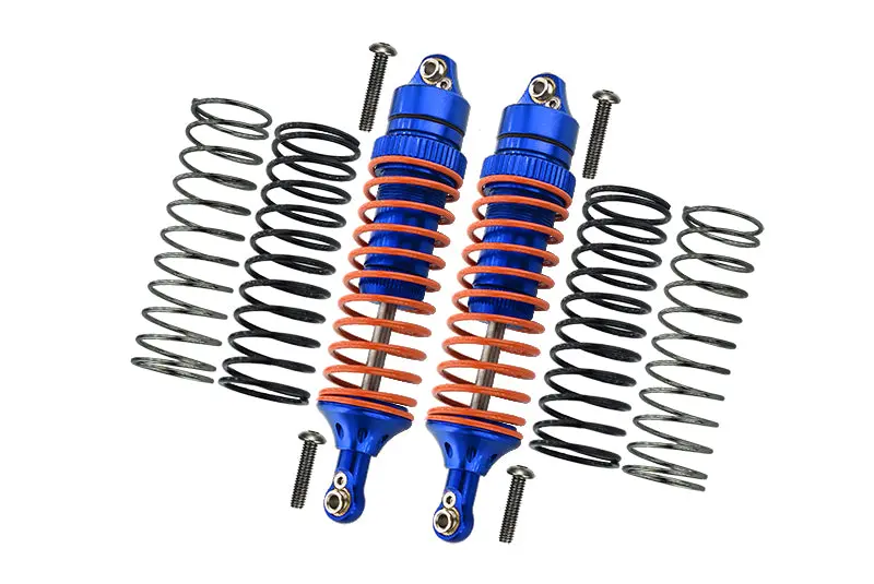 Traxxas Slash 4X4 / Stampede 4X4 / Rustler Vxl / Craniac / Deegan 38 Fiesta Aluminum Rear Adjustable Spring Damper With Aluminum Ball Top & Ball Ends - 1Pr Set Blue (1.3Mm, 1.5Mm, 1.7Mm Coil Spring & 4Mm Thick Shaft) 1