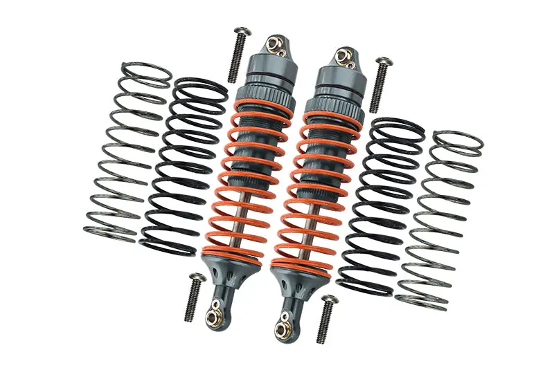 Traxxas Slash 4X4 / Stampede 4X4 / Rustler Vxl / Craniac / Deegan 38 Fiesta Aluminum Rear Adjustable Spring Damper With Aluminum Ball Top & Ball Ends - 1Pr Set Gray Silver (1.3Mm, 1.5Mm, 1.7Mm Coil Spring & 4Mm Thick Shaft) 1