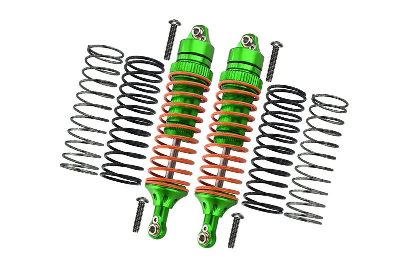 Traxxas Slash 4X4 / Stampede 4X4 / Rustler Vxl / Craniac / Deegan 38 Fiesta Aluminum Rear Adjustable Spring Damper With Aluminum Ball Top & Ball Ends - 1Pr Set Green (1.3Mm, 1.5Mm, 1.7Mm Coil Spring & 4Mm Thick Shaft) 1