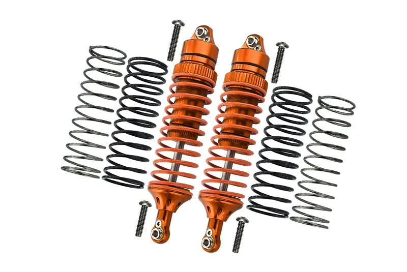 Traxxas Slash 4X4 / Stampede 4X4 / Rustler Vxl / Craniac / Deegan 38 Fiesta Aluminum Rear Adjustable Spring Damper With Aluminum Ball Top & Ball Ends - 1Pr Set Orange (1.3Mm, 1.5Mm, 1.7Mm Coil Spring & 4Mm Thick Shaft) 1