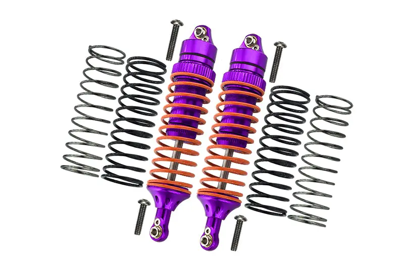 Traxxas Slash 4X4 / Stampede 4X4 / Rustler Vxl / Craniac / Deegan 38 Fiesta Aluminum Rear Adjustable Spring Damper With Aluminum Ball Top & Ball Ends - 1Pr Set Purple (1.3Mm, 1.5Mm, 1.7Mm Coil Spring & 4Mm Thick Shaft) 1