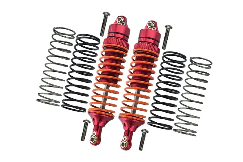 Traxxas Slash 4X4 / Stampede 4X4 / Rustler Vxl / Craniac / Deegan 38 Fiesta Aluminum Rear Adjustable Spring Damper With Aluminum Ball Top & Ball Ends - 1Pr Set Red (1.3Mm, 1.5Mm, 1.7Mm Coil Spring & 4Mm Thick Shaft) 1