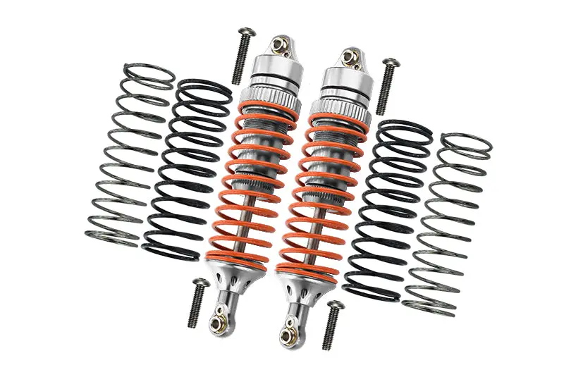 Traxxas Slash 4X4 / Stampede 4X4 / Rustler Vxl / Craniac / Deegan 38 Fiesta Aluminum Rear Adjustable Spring Damper With Aluminum Ball Top & Ball Ends - 1Pr Set Silver (1.3Mm, 1.5Mm, 1.7Mm Coil Spring & 4Mm Thick Shaft) 1