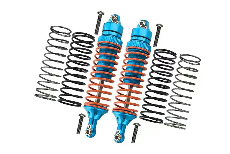 Traxxas Slash 4X4 / Stampede 4X4 / Rustler Vxl / Craniac / Deegan 38 Fiesta Aluminum Rear Adjustable Spring Damper With Aluminum Ball Top & Ball Ends - 1Pr Set Sky Blue (1.3Mm, 1.5Mm, 1.7Mm Coil Spring & 4Mm Thick Shaft) 1