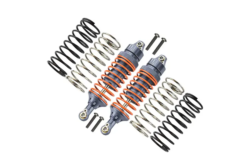 Traxxas Slash 4X4 / Stampede 4X4 Vxl / Deegan 38 Fiesta St Rally Aluminum Front Adjustable Spring Damper With Aluminum Ball Top & Ball Ends - 1Pr Set Gray Silver (1.3Mm, 1.5Mm, 1.7Mm Coil Spring & 4Mm Thick Shaft) 1