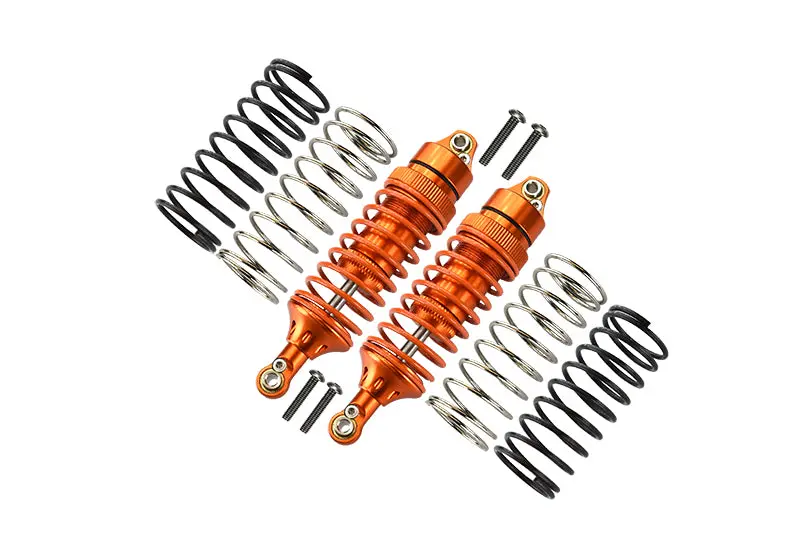 Traxxas Slash 4X4 / Stampede 4X4 Vxl / Deegan 38 Fiesta St Rally Aluminum Front Adjustable Spring Damper With Aluminum Ball Top & Ball Ends - 1Pr Set Orange (1.3Mm, 1.5Mm, 1.7Mm Coil Spring & 4Mm Thick Shaft) 1