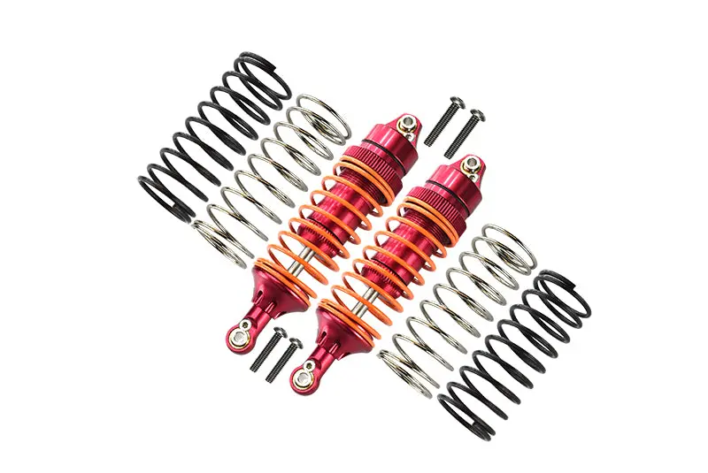 Traxxas Slash 4X4 / Stampede 4X4 Vxl / Deegan 38 Fiesta St Rally Aluminum Front Adjustable Spring Damper With Aluminum Ball Top & Ball Ends - 1Pr Set Red (1.3Mm, 1.5Mm, 1.7Mm Coil Spring & 4Mm Thick Shaft) 1