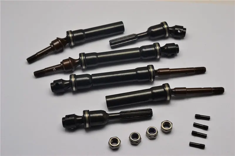Traxxas Slash 4X4 Steel Front + Rear Cvd Universal Swing Shaft With Spring Steel Cup Joint - 2Prs Set Black 1