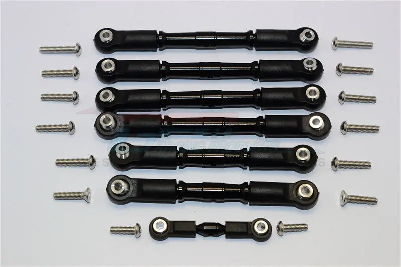Traxxas Slash 4X4 & Telluride 4X4 Aluminum Completed Turnbuckles With Plastic Ball Ends - 7Pcs Set Black 1