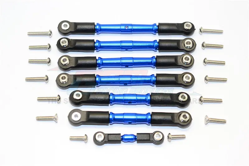 Traxxas Slash 4X4 & Telluride 4X4 Aluminum Completed Turnbuckles With Plastic Ball Ends - 7Pcs Set Blue 1
