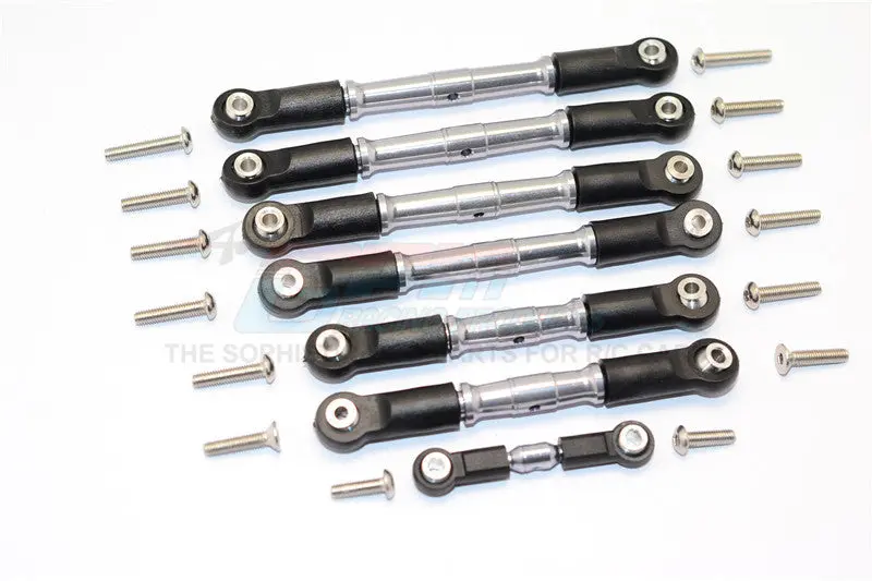 Traxxas Slash 4X4 & Telluride 4X4 Aluminum Completed Turnbuckles With Plastic Ball Ends - 7Pcs Set Gray Silver 1