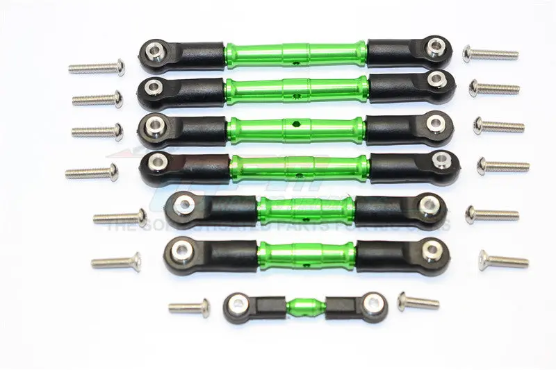 Traxxas Slash 4X4 & Telluride 4X4 Aluminum Completed Turnbuckles With Plastic Ball Ends - 7Pcs Set Green 1
