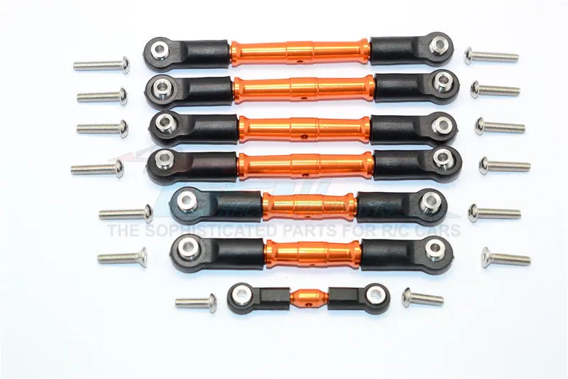 Traxxas Slash 4X4 & Telluride 4X4 Aluminum Completed Turnbuckles With Plastic Ball Ends - 7Pcs Set Orange 1
