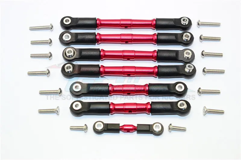 Traxxas Slash 4X4 & Telluride 4X4 Aluminum Completed Turnbuckles With Plastic Ball Ends - 7Pcs Set Red 1