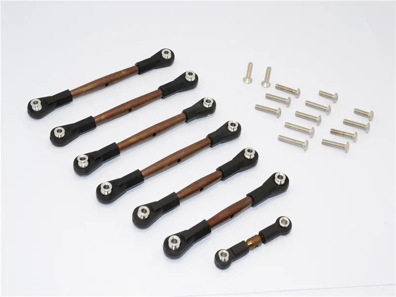 Traxxas Slash 4X4 & Telluride 4X4 Spring Steel Completed Turnbuckles With Plastic Ball Ends - 7Pcs Set Black 1