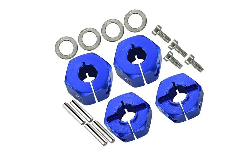 Traxxas Slash Pro 2Wd Short-Course Truck Upgrade Part Aluminum Hex Adapters 6Mm Thick (Front) + 8Mm Thick (Rear) - 4Pc Set Blue 1