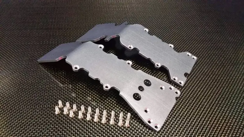 Traxxas T-Maxx & T-Maxx 3.3 Aluminum Front + Rear Skid Plate - 2 Pcs Set Gray Silver 1