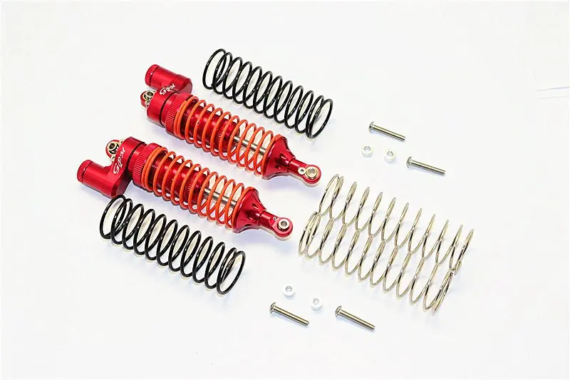 Traxxas Telluride 4X4 & Slash 4X4 Aluminum Rear Adjustable L-Shape Damper (95Mm) With 1.3Mm & 1.7Mm Coil Spare Springs - 1Pr Set Red 1