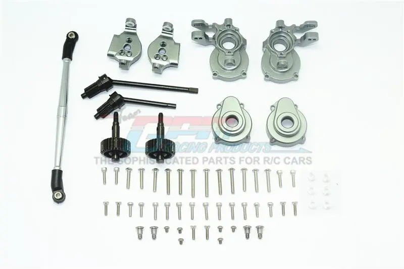 Traxxas Trx-4 Aluminum Front C-Hubs + Knuckle Arms + Spindle Gear + Cvd Shaft + Steering Link - 61Pc Set Gray Silver 1