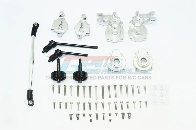 Traxxas Trx-4 Aluminum Front C-Hubs + Knuckle Arms + Spindle Gear + Cvd Shaft + Steering Link - 61Pc Set Silver 1