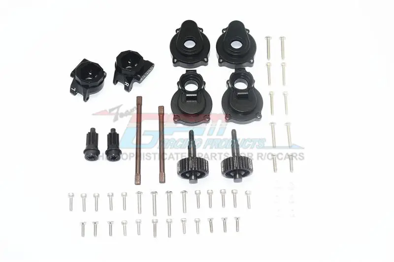 Traxxas Trx-4 Aluminum Rear Gear Box Mounts + Knuckle Arms + Spindle Gear + Rear Axle Shaft - 54Pc Set Black 1