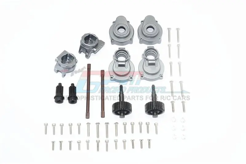Traxxas Trx-4 Aluminum Rear Gear Box Mounts + Knuckle Arms + Spindle Gear + Rear Axle Shaft - 54Pc Set Gray Silver 1